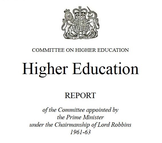 Front Cover of the Robbins Report, Committee on Higher Education 1961