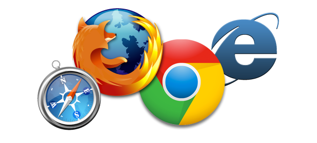 Browser icons for Safari, Firefox, Chrome and Explorer