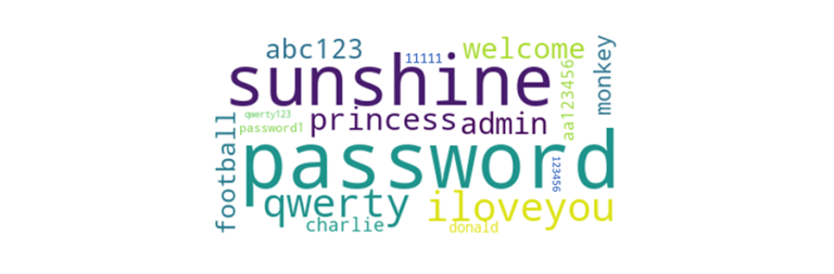 A wordcloud of common passwords