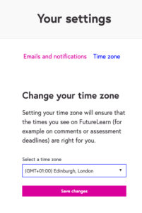 Changing your time zone on FutureLearn