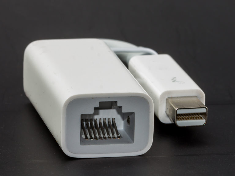A photograph of an Ethernet adapter