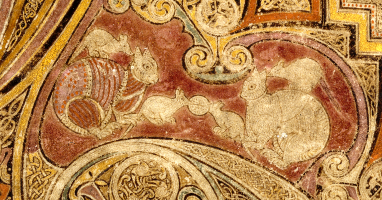 Figure 1, from the Book of Kells, two mice holding the host in their mouths