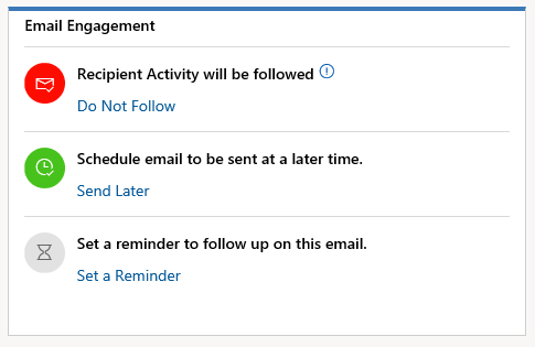 Screenshot of email follow up options.