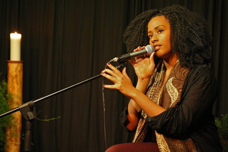 A singer with a microphone