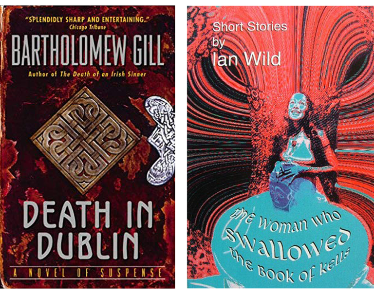 Figures 5-6 - book covers of Bartholomew Gill's, *Death in Dublin* and Ian Wild’s Short Story, *The Woman who Swallowed the Book of Kells.