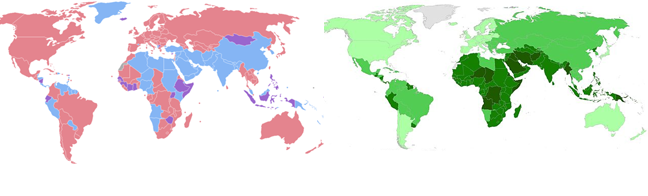 Maps: human sex ratio by country & Discrepant Government Behavior Concerning Women