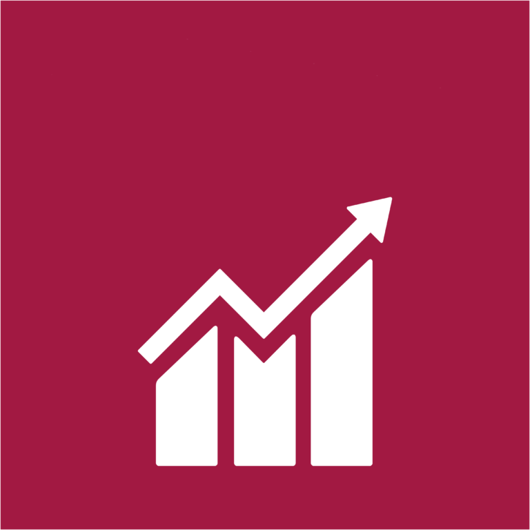 Icon of a bar graph increasing and an arrow pointing upwards