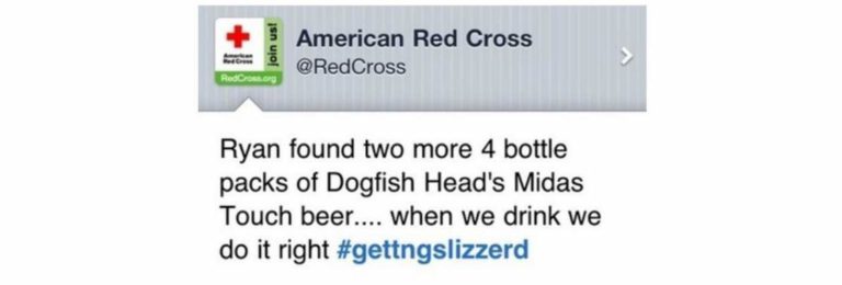 An example of a PR disaster on the Red Cross’s Twitter page.