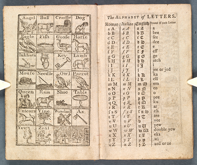 Pages from Francis Fox, *An introduction to spelling and reading: containing lessons for children, historical and practical; adorned with sculptures* (London, 1799), pp 6-7.