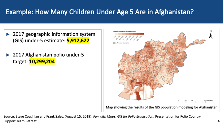 Map of GIS modeling of children under 5 in Afghanistan in 2017