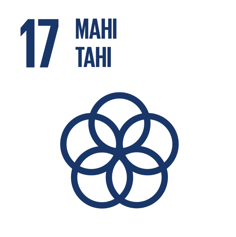 Icon of five circles joining in the middle with the title"Mahi Tahi"