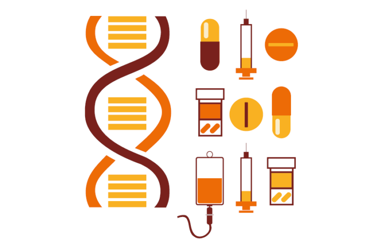 Illustration of DNA and medicines