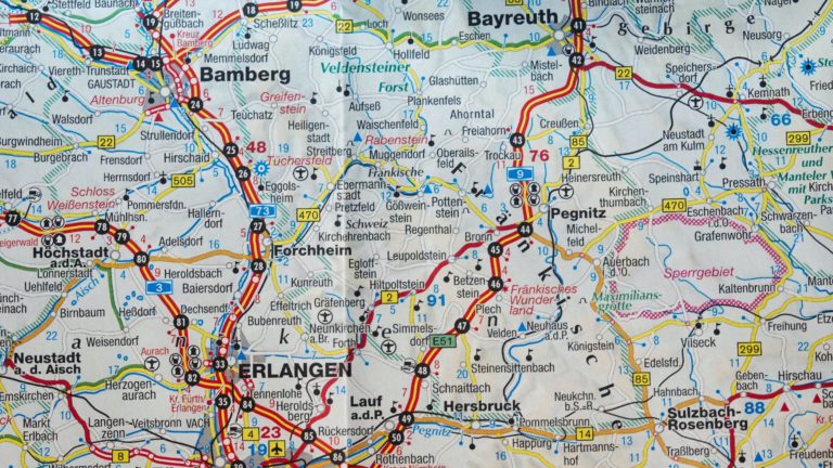 Road map of region in Germany