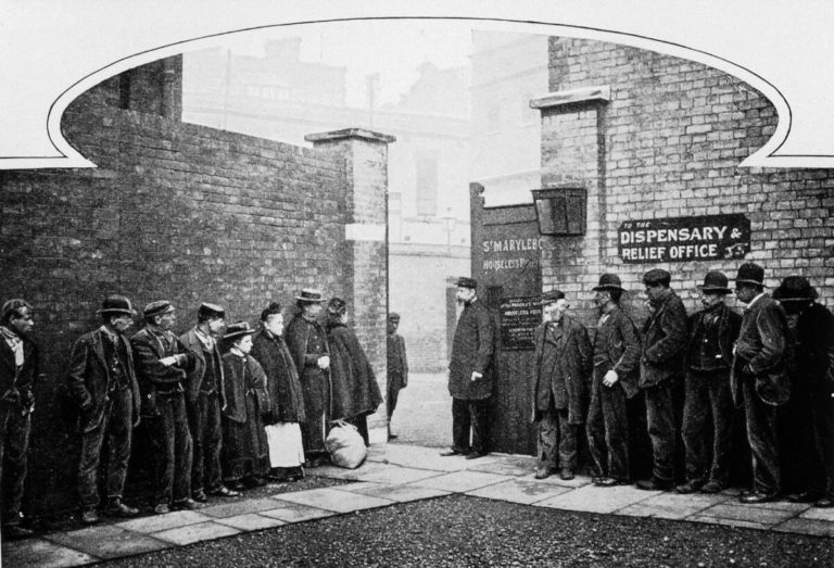 People queuing at South Marylebone workhouse circa 1900