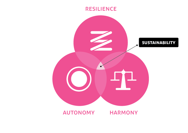 Image showing a schematization of the intersection between Resilience, Autonomy, and Harmony