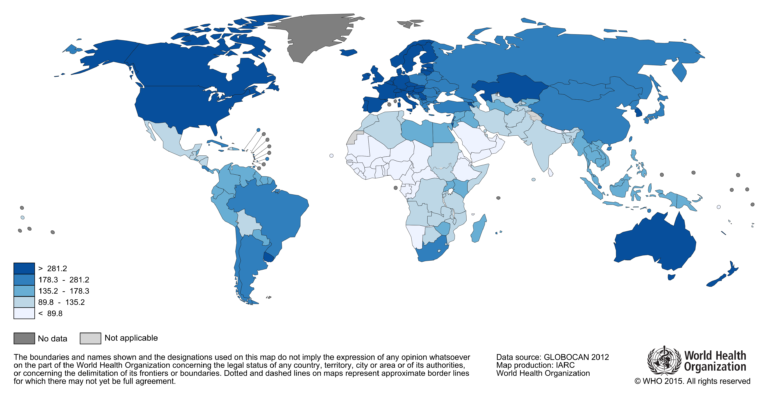 Worldwide estimated cancer incidence