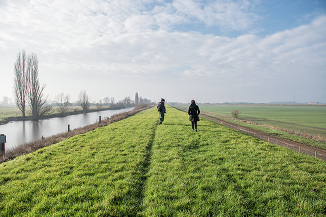 Photograph showing the team on the Ouse Washes