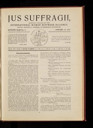 Jus Suffragii, 15 January 1913. LSE Digital Library. 