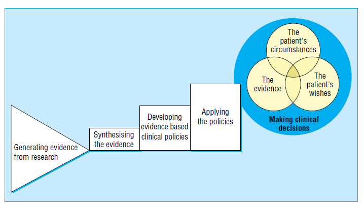 Image depicting the path from the generation of evidence to the application of evidence