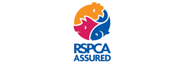 The RSPCA Assured logo is an abstract logo with an orange chicken head, pink pig head and blue fish intertwined together, with the wording RSPCA ASSURED underneath the symbol.