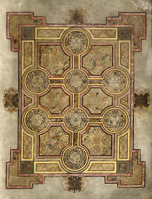 Fig 8, from the Book of Kells, a page showing spiral patterns