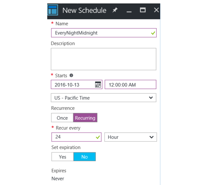 runtime schedules screenshot showing how to set a schedule