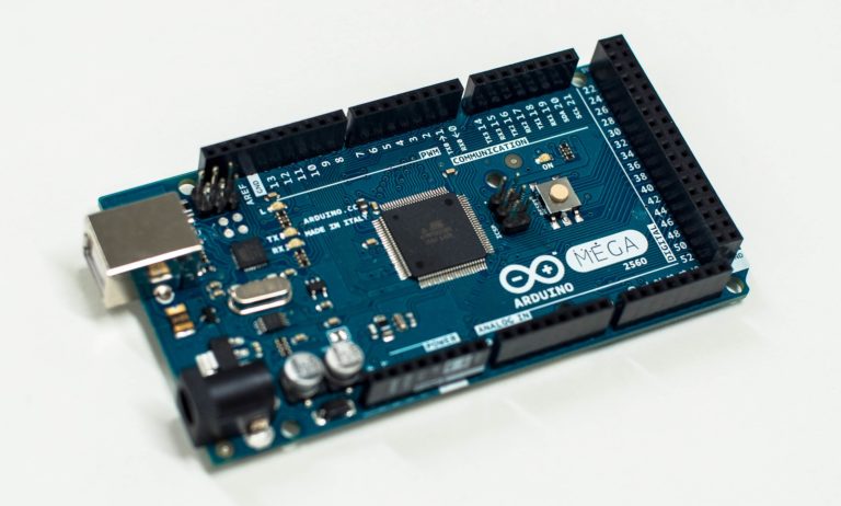 An Arduino Mega 2560 microcontroller board