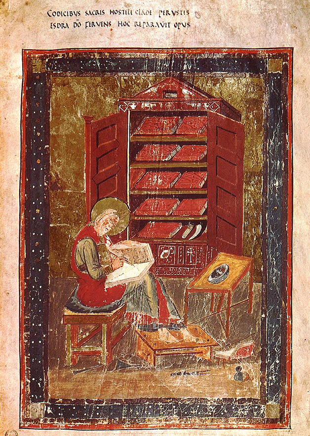Figure 2, a manuscript depiction of a scribe at work