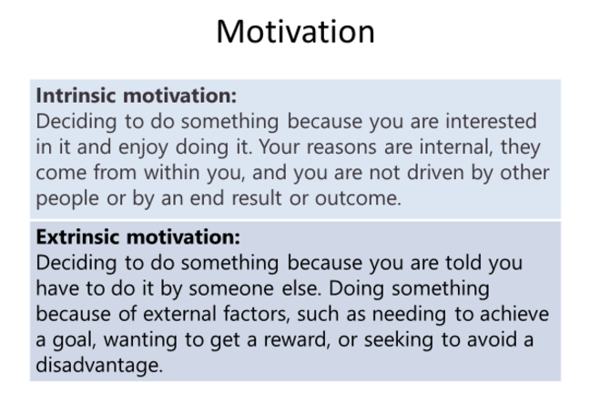 Definitions of intrinsic and extrinsic motivation