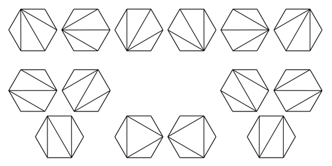 Dividing a hexagon into non-crossing triangles