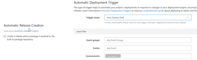 graphical representation of automatic deployment trigger in Automatic Release Creation