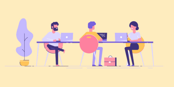 illustration of people learning at work