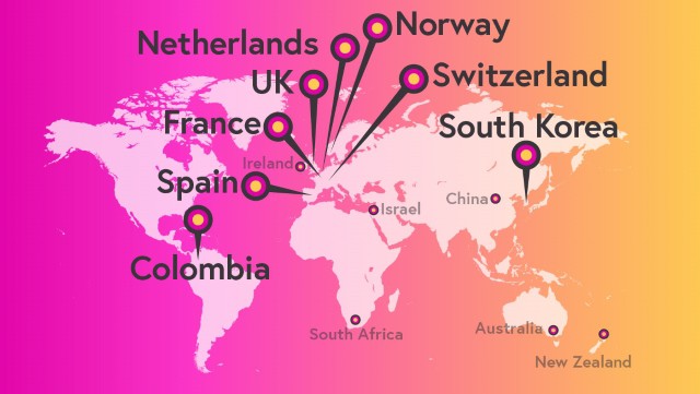 A world map showing where FutureLearn partners come from