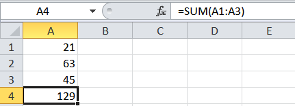 An example of how Excel functions are written.