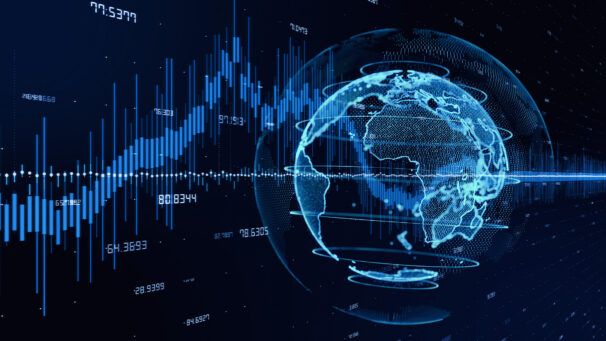 digital globe and graphs