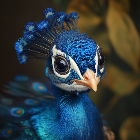 A small peacock which has brightly-coloured feathers, resembling a miniature adult peacock.