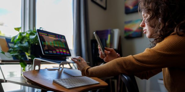 woman stock trading from home