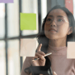 woman planning with sticky notes