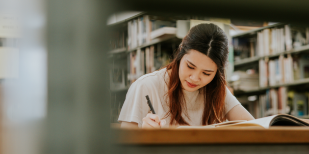 Student studying at desk