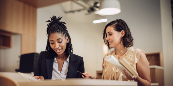 Two women in office