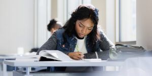 Girl studying at desk