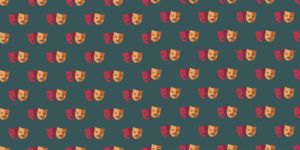 illustration of feelings: Greek tragedy and comedy masks.